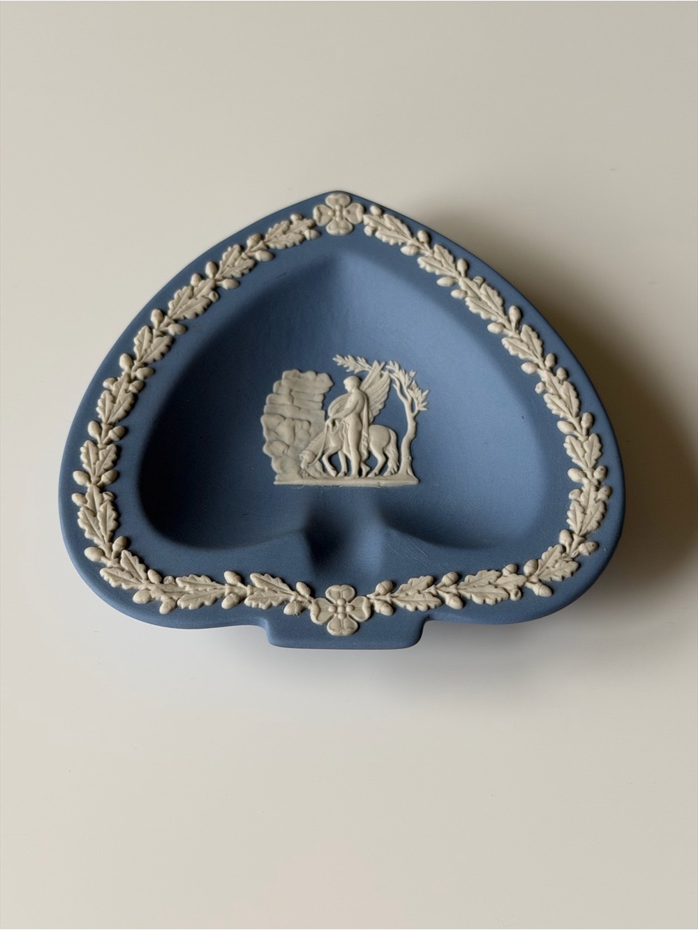 Vintage Wedgwood Blue Jasperware Spade Shaped Trinket Dish - Made in England